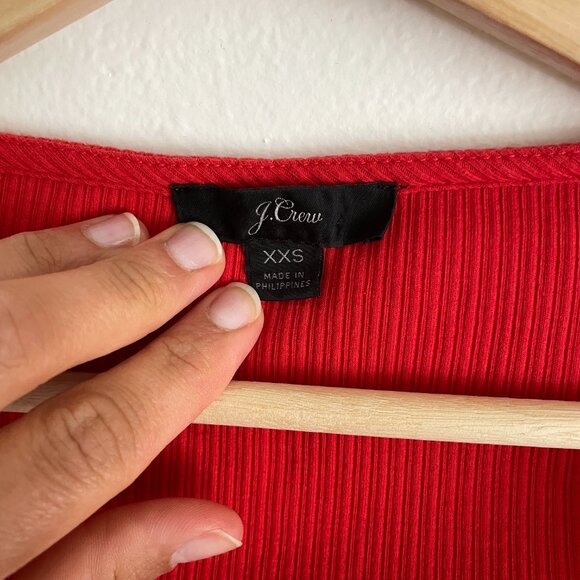 J. Crew Ribbed Red Ruffled Tank - Picture 2 of 5